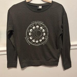 H&M Dark Gray Astrology Long Sleeve Top - Size XS